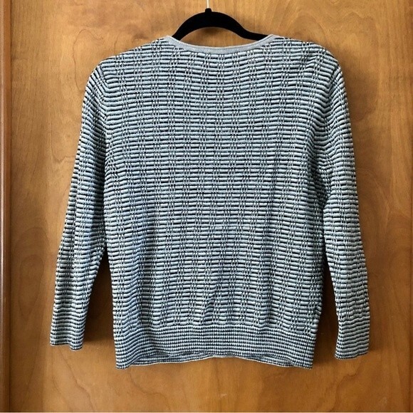 Loft Tan Black White Metallic Striped Button Up Cardigan Size Small - Picture 2 of 7